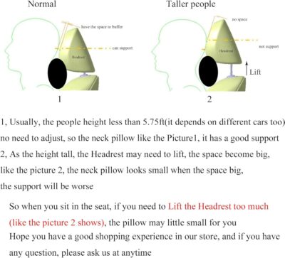 Car Neck Pillows Both Side Pu Leather 2pieces Pack Headrest Fit for Most Cars Filled Fiber Universal Car Pillow (Black) - Image 4