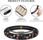 Wildflower Steering Wheel Cover for Women, Universal Auto Steering Wheel 14-15 Inch Car Interior Accessories with 2PCS Car Coasters, Suitable for Men and Women - Image 4