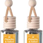 C&E Craft Co Hanging Car Air Freshener Diffuser 2 Pack, Long Lasting Fragrance Oil Car Freshener, Glass Bottle Auto Air Freshener, Made in USA (Pistachio & Salted Caramel)