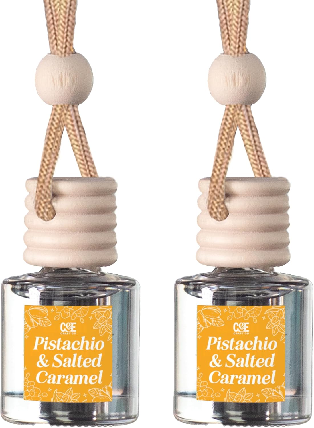 71MyNjTQFL._AC_SL1500_.jpg C&E Craft Co Hanging Car Air Freshener Diffuser 2 Pack, Long Lasting Fragrance Oil Car Freshener, Glass Bottle Auto Air Freshener, Made in USA (Pistachio & Salted Caramel) - Image 1