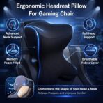 Car Neck Pillow for Driving Seat Car headrest Pillow/Gaming Chair Pillow with Adjustable Strap Removable Cover Ergonomic Design Neck Support Pillow for auto, Office Chair, Gaming Chair(Black) - Image 2