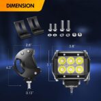 GOOACC 2PCS 18W LED Pods Spot Light Bar Fog Light Universal Adjustable Pillar Hood Led Work Light with 16AWG Off Road Wiring Harness-2 Leads for Truck Golf Cart SUV ATV UTV Boat, White (Auto-611) - Image 2