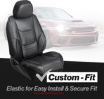 Coverland Custom Car Seat Covers Front Seats for [2017-2026 Honda Civic Sedan, Hatchback] - Protector Car Seat Cover Water Resistant Leather Memory Form Back Support Seat Cushion [Front-Black] - Image 2