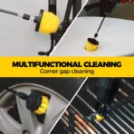 Holikme 6Pack Drill Brush Power Scrubber Cleaning Brush Extended Long Attachment Set All Purpose Drill Scrub Brushes Kit for Grout, Floor, Tub, Bathroom and Kitchen Surface,Scratch Brushes（Yellow） - Image 3
