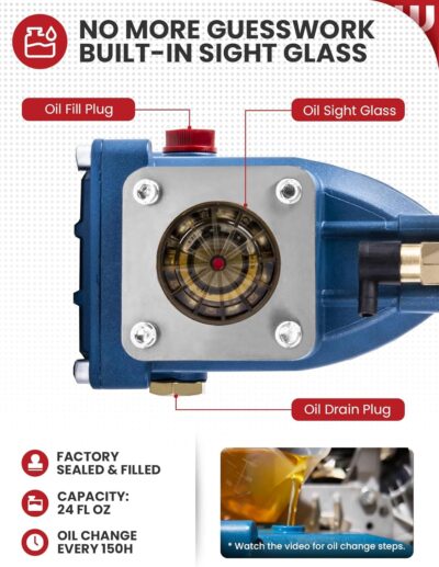 WOJET Triplex Plunger Pressure Washer Pump, 4400PSI 4.0GPM, 1" Shaft, Self-Priming, Horizontal Replacement Pump Kit for Honda GX270 GX340, Dewalt 4000/4200PSI, Simpson PS60869, Generac 9-15HP Engines - Image 7