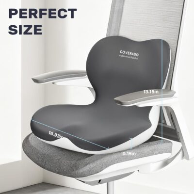 Coverado [Upgraded] Car Seat Cushion and Lumbar Support Pillow One Piece, Memory Foam Ergonomic Back Support Driving Seat Cushion for Back Pain, Non-Slip Washable Cushion for Car, Driver, Office - Image 8