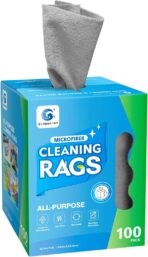 GLIMGLINT Cleaning Rags, 100 Pack Microfiber Cleaning Cloth, Lint-Free, Ultra Absorbent Reusable Paper Towels for Home, Kitchen, Car, Garage or Shop, Dish Rags, 11" x 9", Grey