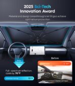2025 Ice-Shield Car Windshield Sun Shade [100% Sun Block, 4th-Gen Cooling Tech] Reflective Heat Insulation, Portable Foldable Front Window Sunshade Umbrella for Sedans/SUVs - Universal Fit 57"x32" - Image 2