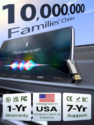 Mini Wireless CarPlay Adapter for iPhone & Android Auto (2026 Upgrade), No Delay, Fast & Stable Connection, Plug & Play, Converts Wired to Wireless Carplay Dongle for 2016+ Cars, USB-A/Type-C Port - Image 9