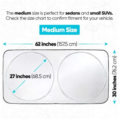 FORTEM Car Sun Shade for Windshield, Reflective Windshield Sunshade, 240T Polyester, Automotive Interior Sun Protection, Ultimate Heat and UV Shield, Foldable, Storage Bag - Image 3
