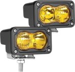 LED Pods Amber, 2Pcs 40W 3 Inch Driving Light Yellow Off Road Light LED Bumper Lights Super Bright LED Work Light Cube Waterproof Combo Fog Light for Truck ATV UTV SUV Motorcycle Boat