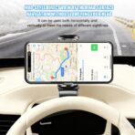 Car Dashboard Phone Holder, 360° Rotation Clip-on Vehicle Dash Cellphone Stand with Parking Number Plate, Auto Sun Visor & Rear View Mirror Mobile Phone Mount, Fits Most Smartphones - Image 6