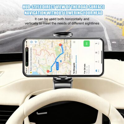 Car Dashboard Phone Holder, 360° Rotation Clip-on Vehicle Dash Cellphone Stand with Parking Number Plate, Auto Sun Visor & Rear View Mirror Mobile Phone Mount, Fits Most Smartphones - Image 6