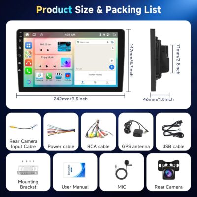 6G+128G 8-Core Android Car Stereo Double Din 10.1 inch Wireless Carplay IPS Touchscreen Car Radio Android Auto Screen with GPS Navi Bluetooth DSP, Mirror Link, WiFi, FM RDS, Backup Camera SWC Driauto - Image 7