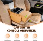 Multifunctional Car Armrest Cushion with Integrated Booster, 2026 Upgraded Universal Style Memory Cotton Car Armrest Box Pad, Car Center Console Armrest Pillow, with 2 Cup Holder (Red) - Image 2