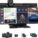 11.5" Largest Wireless Carplay HD Screen for Carplay & Android Auto Car Stereo with 4K Dash Cam 1080P Backup Camera, GPS Navigation/Bluetooth/Mirror Link/Voice Control/AUX/FM/Siri