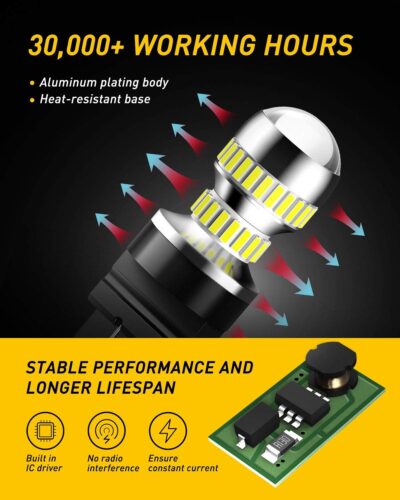 AUXITO 3157 LED Bulb White, Super Bright 3156 3056 3057 4157 3047 4057 3457 4114 LED Bulb for Backup Reverse Tail Brake DRL Signal Parking Lights, Pack of 2 - Image 7