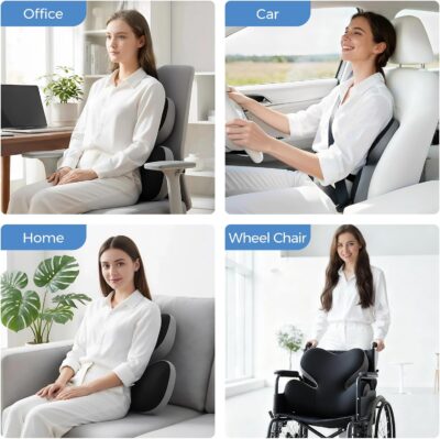 BEBAS Lumbar Support Pillow for Car, Ergonomic Memory Foam Back Cushion for Driving, Lower Back Support for Pain Relief, Lumbar Cushion for Car Seats, Office Chairs, Wheelchairs - Blackgray - Image 7