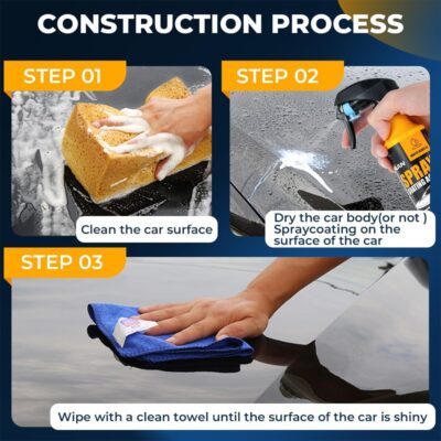 NUAN 300ml Car Coating Spray Kit, Nano Hydrophobic Ceramic Coating, Easy-to-Spray Auto Paint Protection, Includes Microfiber Cloth for Vehicle Shine & Protection - Image 4