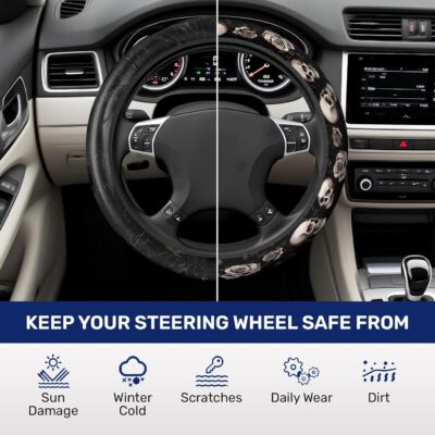 GENANY Skull Blossom Spring Steering Wheel Cover, Non-Slip Neoprene Car Steering Wheel Cover, Breathable Steering Wheel Covers, Sweat-Absorbing Accessories, Spring Auto Gifts - Image 5