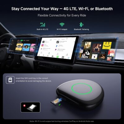 Wireless CarPlay Adapter, Magic AI Box with 4G LTE | GPS | Full Android OS, Wireless CarPlay Box Compatible with Wired Factory CarPlay & Android Auto, Support for YouTube/Netflix - Image 2