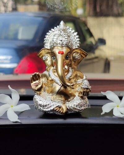 Ganesha Idol Ganesh for Car Dashboard Statue Ganpati Vinayaka Vinayagar Figurine Diwali Gifts Home Decor Luck, Success for Small Murti Puja Lord Gift Office Desk Room 3.5 Inches - Image 7