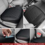1 Pack Leather Front Car Seat Cover Bottom Car Seat, Anti-Slip and Full Wrap Driver Car Seat Protectors, Luxury Waterproof Bottom Auto Seat Cushion Pad Mat for Most Vehicles(Black) - Image 4