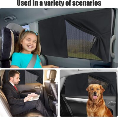 2PCS Car Side Window Shades, Magnetic Double Layer Car Sun Shade for Privacy Block Heat UV Full Shade & Half Shade Options, Vehicle Back Window Curtain for Baby & Kids - Image 7