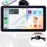 Portable Wireless CarPlay Screen - 7-inch Plug & Play No Dashboard Removal Upgrade for Older Cars - Compatible for Apple CarPlay & Android Auto with Backup Camera