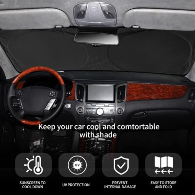 Sunshade Sun Shield for Mercedes-Benz C-Class W205 C250 C300 C400 SLK SLS CLA CLS CL-Class 2008-2023 2024 Window Shade Windshield Cover Sun Visor Protector Car Accessories Block UV Rays Heat - Image 3