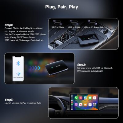 Magic AI CarPlay Box - Wireless CarPlay Adapter with Dual-WiFi Stability, Built-in Android Multimedia System, Enjoy Video & Music Apps, Navigation, AI Voice, Plug & Play for Factory Wired CarPlay - Image 5
