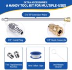 MEKOH 14" Pressure Washer Surface Cleaner 4500PSI, 4 Wheels Stainless Steel Power Washer Attachment for Driveway Sidewalk Patio Concrete, 1/4'' Quick-Connect, 1 Extension Wand & 2 Replacement Nozzles - Image 8