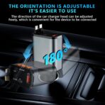 Retractable Car Charger,5 in 1 Fast Cars Phone Charger 60w,Bluetooth 5.3 FM Transmitter Adapter,Handsfree Call,MP3 Player,2 Retractable Cables and USB Chargers, for Phone,Galaxy,Pixel (Black) - Image 2