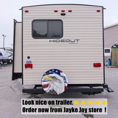 Spare Tire Cover, Wheel Cover with American Eagle US Flag PVC Leather Waterproof Dust-Proof Universal Fit for Jeep Trailer RV SUV Camper Vehicle (14 Inch) - Image 7