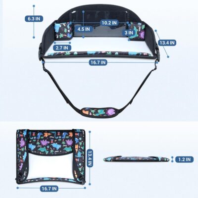 COOLBEBE Kids Travel Tray for Toddler Car Seat, 2PCS Travel Tray for Airplane, Toddler Car Seat Lap Tray, Carseat Table Tray for Kids Travel Activities(Dinosaur & Pink Unicorn) - Image 5