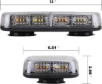 ASPL [Upgraded 5] 48LED Roof Top Strobe Lights, High Visibility Emergency Safety Warning LED Mini Strobe Light bar with Magnetic Base for 12-24V Snow Plow, Trucks, Construction Vehicles (Amber/White) - Image 3