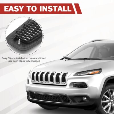JINCHEN 7pcs Grill Mesh Inserts Fit for Jeep Cherokee 2014-2018, Honeycomb Mesh Front Grill Inserts Grille Cover Frame Trims (Chrome Trim) - Image 3