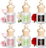 6 Pack Car Air Freshener, Long Lasting Natural Essential Oil Fragrance Diffuser - Pink Sparkle Champagne, Moonlit Gardenia & Nocturne Rose, Hanging Female Perfume Car Accessories Decor Gift