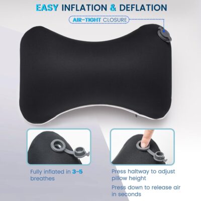 Inflatable Car Neck Pillow, Soft Headrest Inflatable Car Pillow for Driving Seat with Adjustable Strap, Comfortable Ergonomic Design Neck Support and Breathable Washable Cover - Image 4