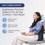 Lumbar Support Pillow for Office Chair - Lower Back Pain Relief Cushion with Adjustable SpineAlign™ Bolster, Memory Foam Pillow for Car, Couch, Gaming Seats - Dual Straps, Dark Grey - Image 2