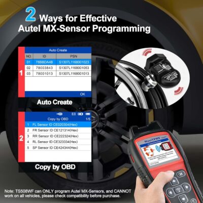 Autel MaxiTPMS TS508WF TPMS Programming Tool, WiFi Relearn & Reset for Tire Pressure Sensors, Diagnose, Activate & Program MX-Sensors (315/433MHz), OBD2 Scanner, Free Lifetime Updates - Image 5