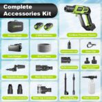 Cordless Pressure Washer 1500PSI 2.6GPM 400W Brushless Motor,Portable Electric Power Washer, 2 Batteries, Fast Charger, 6-in-1 Nozzle, Extension Rod, 16.4FT Hose & Storage Case for Car Home Cleaning - Image 6