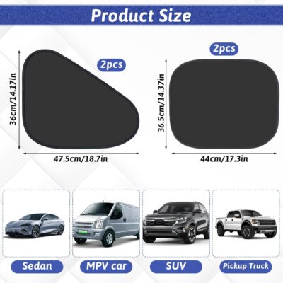 4PCS Car Window Shade Car Side Window Covers Automobile Sunshade Front and Rear Windows Sunshades - Image 2