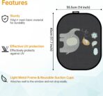 Car Sun Shade for Baby with UV Protection, 2 Pack UV Protection Breathable Car Window Sun Shade for Children with Cute Animal Motifs, 17.7 x 14 inches Sun Shades with 8 Cups - Image 3