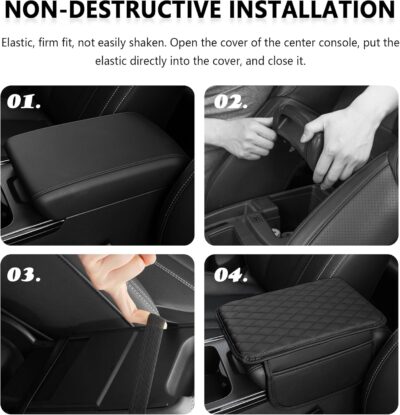 Upgraded Car Center Console Cover,Microfiber Leather Car Armrest Cover Cushion with 2 Storage Bags,Car Armrest Storage Box Interior Accessories for Most Vehicles (Black) - Image 5
