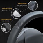 Carbon Fiber Leather Steering Wheel Cover for Tesla Model 3/Y 2016-2025 2026 Juniper/Highland, Non-Slip Breathable Steering Wheel Protector for Tesla Model 3/Y Accessories 2026 - Image 5