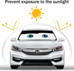 Car Windshield Sun Shade, Funny Eyes Sun Visor for Car Windshield, Wear-Resistant Black Tape, Foldable 59‘’x27.5‘’/63''x31.5'' - Image 6