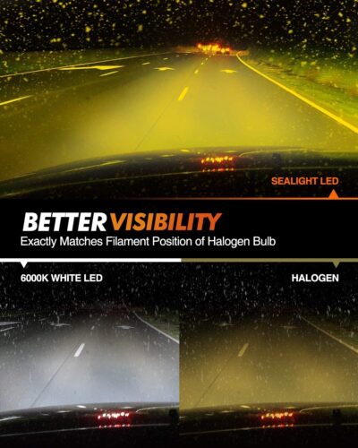 SEALIGHT 9006 LED Fog Light Bulbs Yellow, 600% Brightness 9006 HB4 LED Fog Light, 3000K Amber Strong Penetration 9006 Fog Light Led Bulb Yellow Replacement for Cars,Trucks(Pack of 2) - Image 2