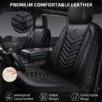 CAR PASS 3D Foam Faux Leather Car Seat Covers Full Set,Waterproof Leather Seat Cover for Cars,Luxury Universal Fit for SUV Truck Sedan Automotive, Armrest Airbag Compatible Anti-Slip, All Black - Image 2