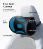 Wigoo 2026 Car Neck Pillow and Lumbar Support Pillow for Car Set [Ergonomic Design, Pressure Relief] Soft Car Headrest Pillow Back Cushion with Adjustable Strap, Fits All Vehicles (Black) - Image 3